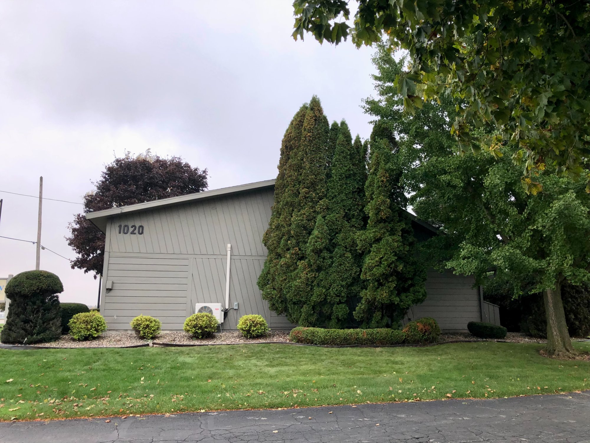 Commercial office building after painting, rear street view